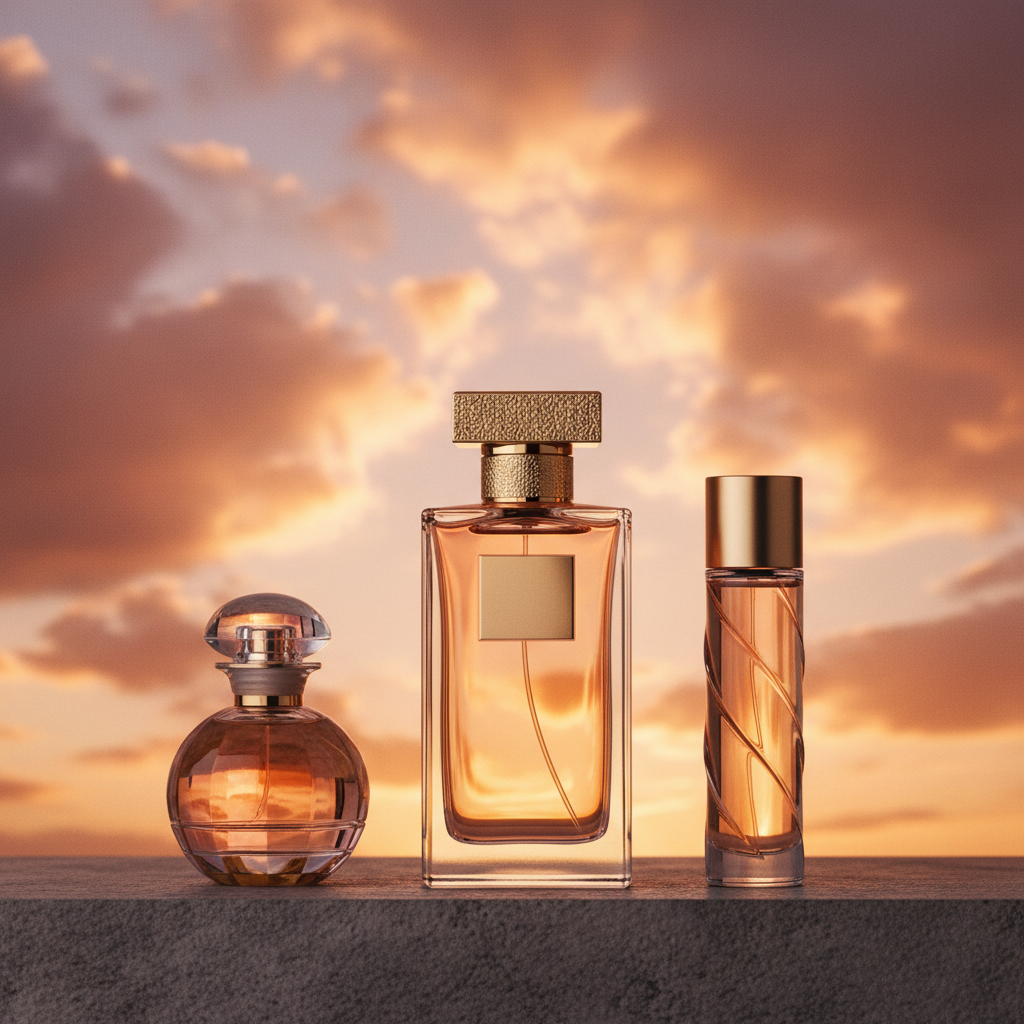 Parfums Valanda sous un ciel de coucher de soleil